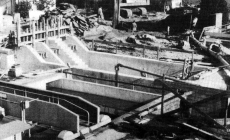 Historische Aufnahme vom Bau der Verbandskläranlage